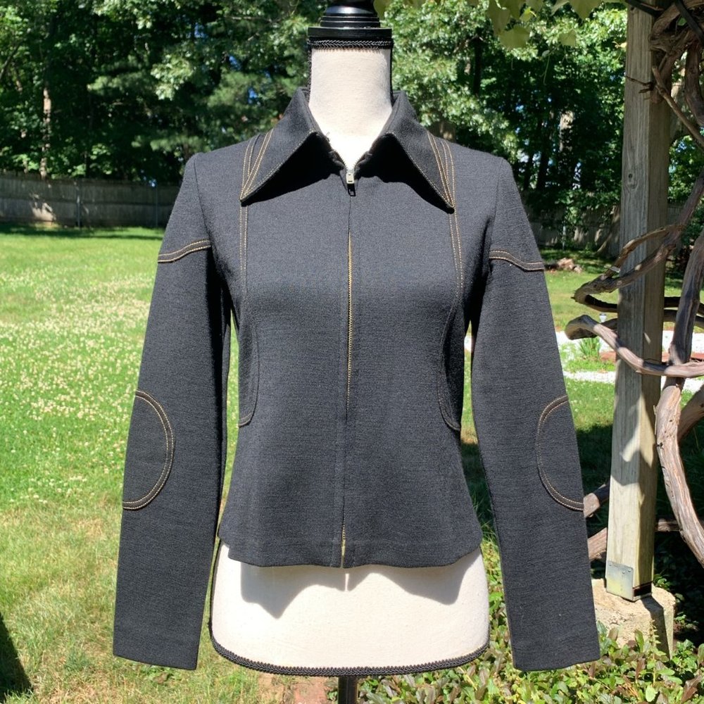 vintage riding jacket with pointed collar